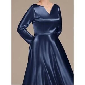 AW BRIDAL 14 1X plus navy blue Presto mother of bride party maxi dress NEW B90